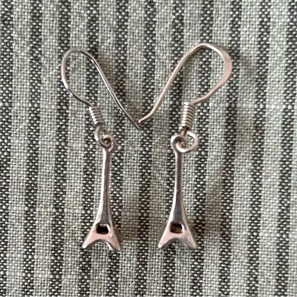 Silver Eiffel Tower Earrings - Picture 3 of 6